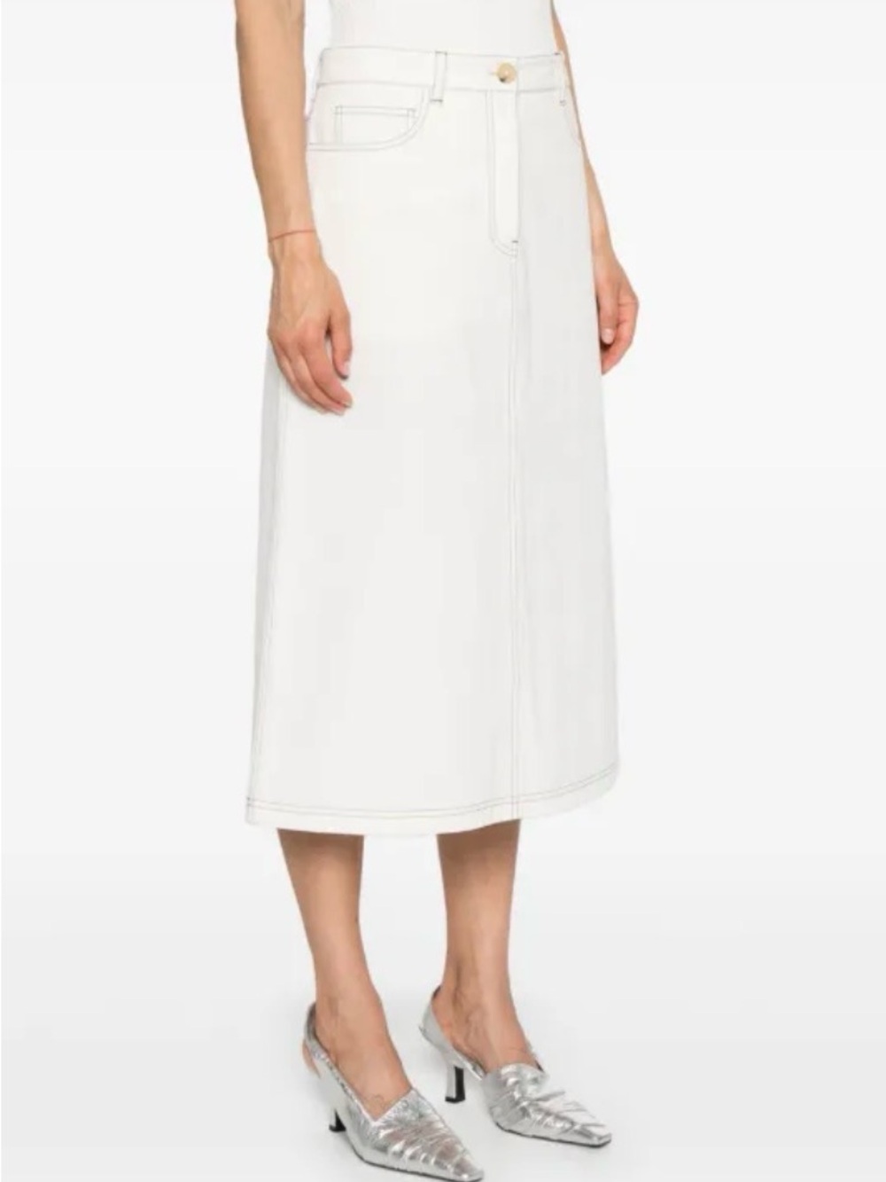 Toteme White Denim Skirt Size 10 - Picture 2 of 7